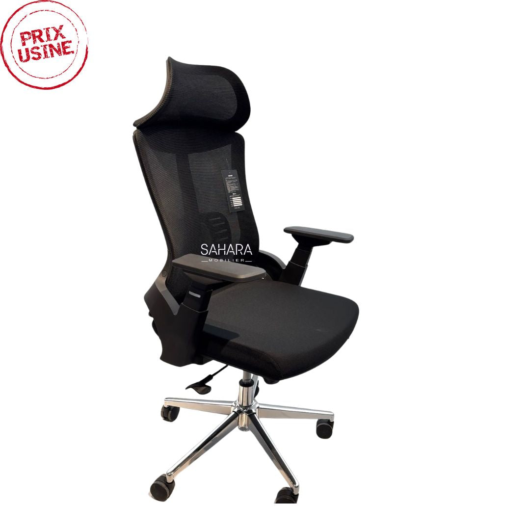 Fauteuil président en MeSH avec accoudoirs réglable et têtiere